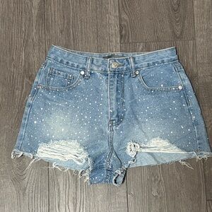 Studded Denim Shorts